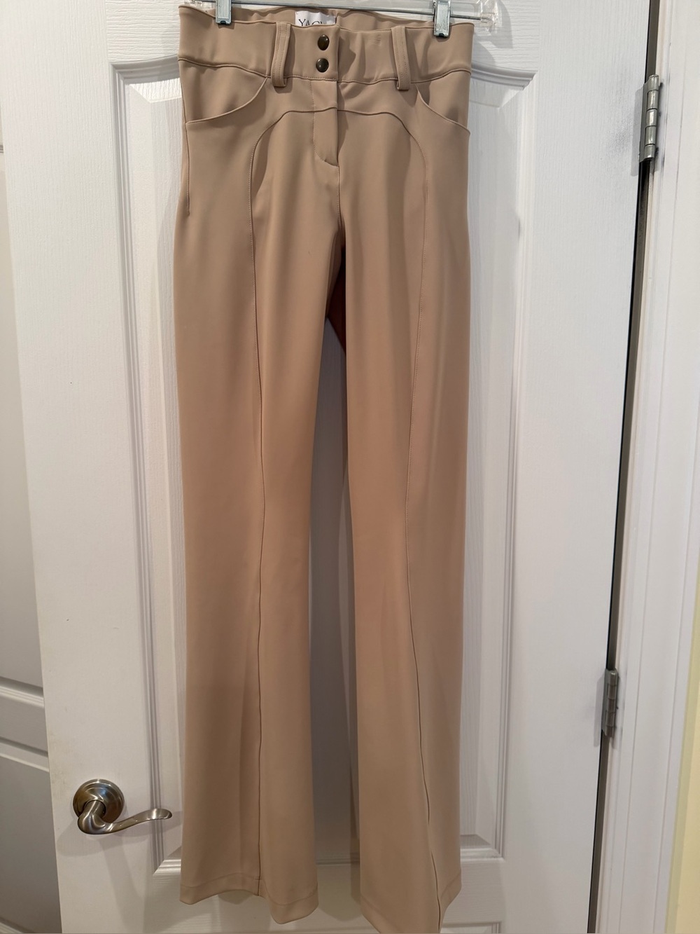 Yagya Stylish High-Rise Flare Pants in Beige
